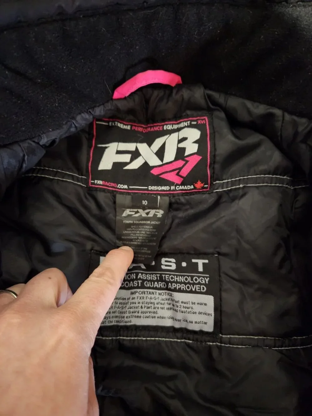 Girls size 10 FXR jacket, Pink